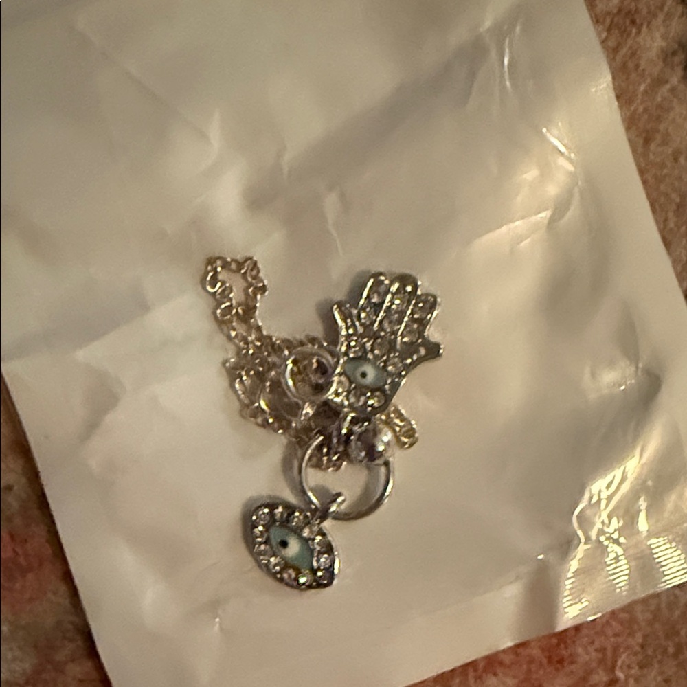 Silver Evil Eye Charm Necklace